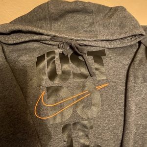 Nike Gray and Orange Women's Crew Neck Sweater